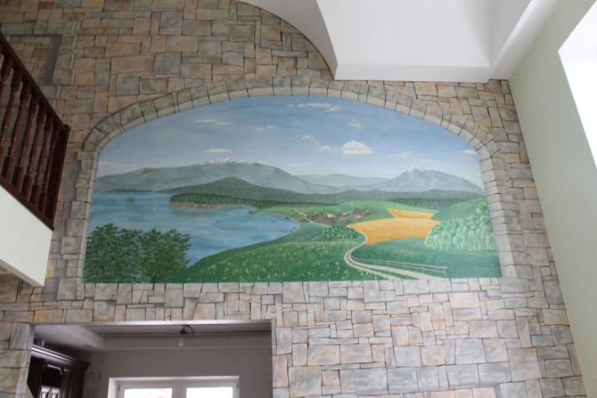 Имитация окна закрывает дефекты стены