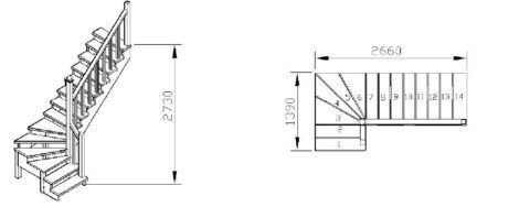 Лестница на второй этаж с поворотами