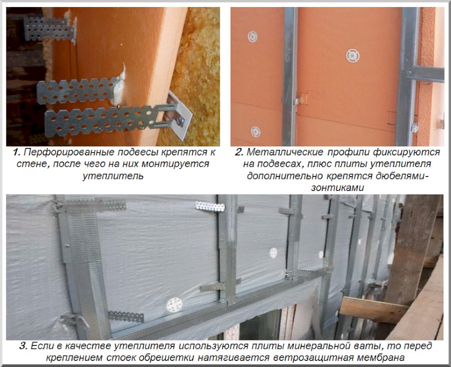 Схема сборки металлической обрешетки