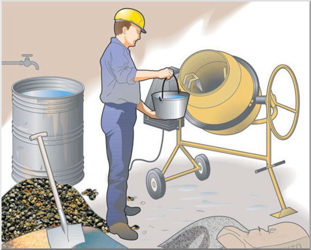 Работа бетономешалки