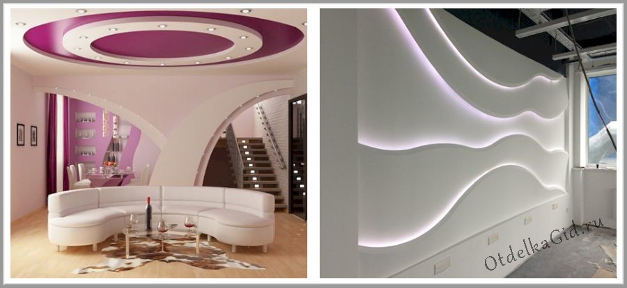 Многоуровневая стеновая отделка из ГКЛ