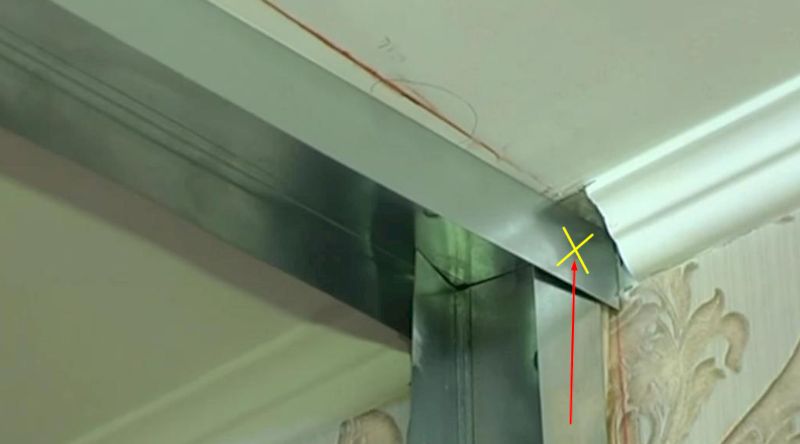 Схема стыковки смежных профилей при монтаже направляющих по периметру