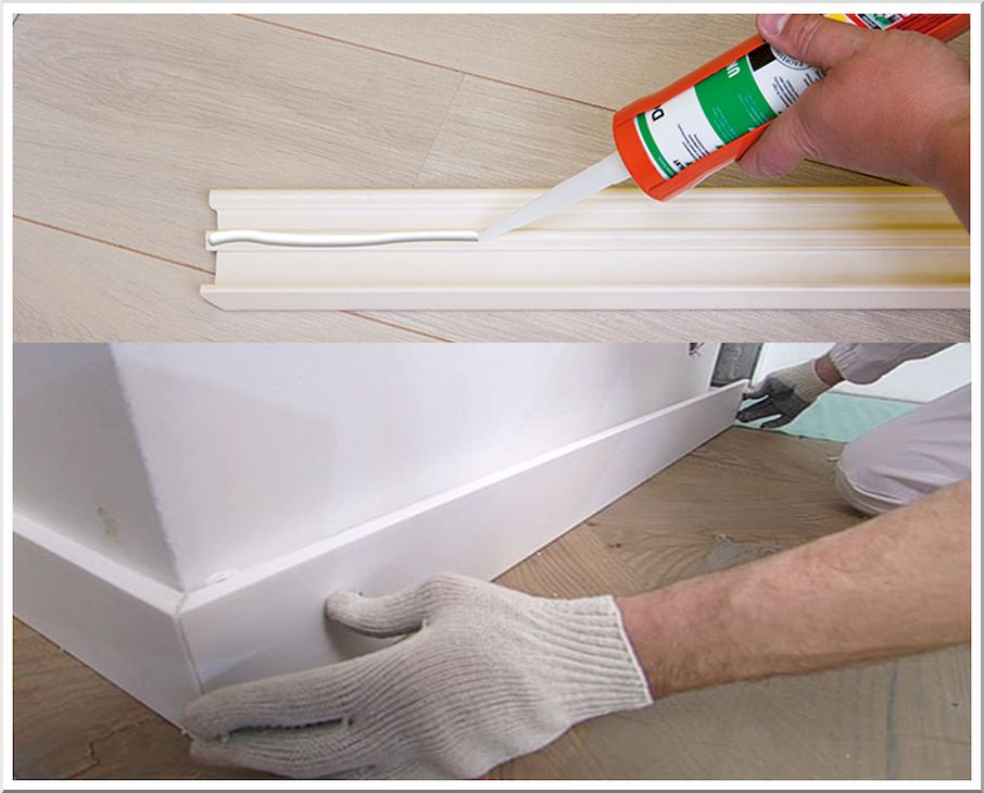 Как приклеить плинтус