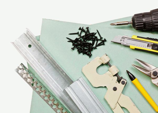 Инструменты и материалы Инструменты и материалы, необходимые для монтажа гипсокартона на каркас