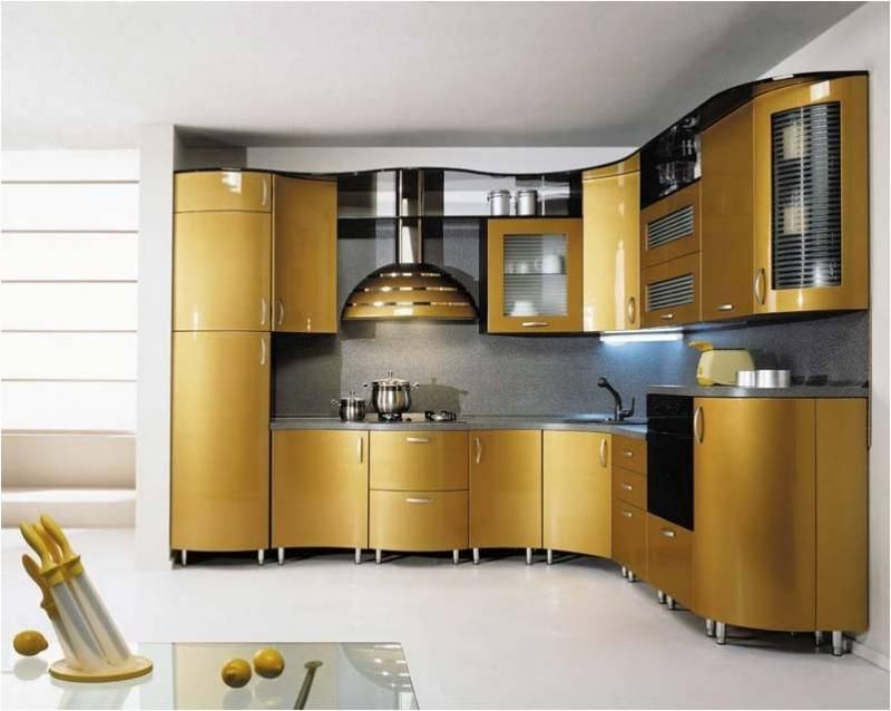 Кухонный гарнитур, покрытый автомобильной эмалью