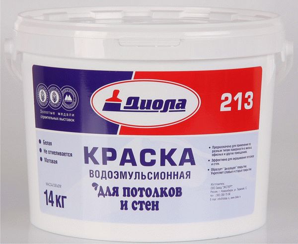 Водоэмульсионная краска Водоэмульсионная краска отлично зарекомендовала себя для покраски потолочной поверхности, к тому же является достаточно бюджетным вариантом