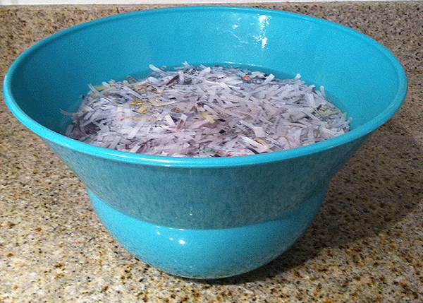 Замачивание бумаги Замачивание измельченной бумаги в воде