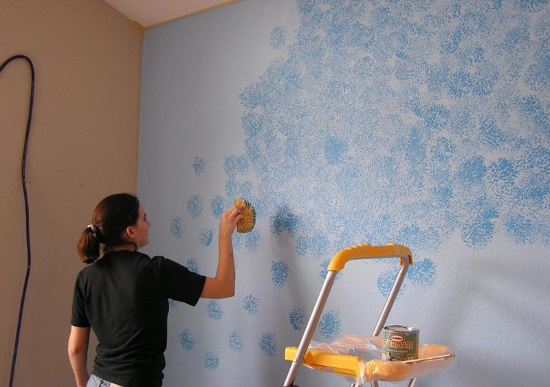 Спонжинг Необычное окрашивание стен с помощью губки