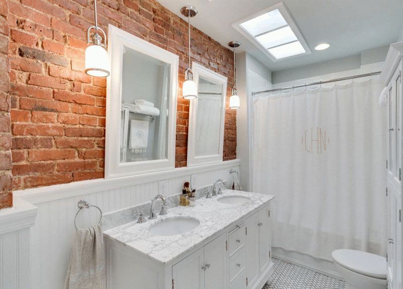 Декоративный кирпич в ванной Декоративный кирпич в ванной