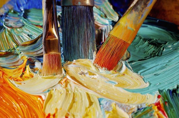 Смешивание масляной краски Благодаря частичному смешиванию масляной краски можно получить уникальный эффект