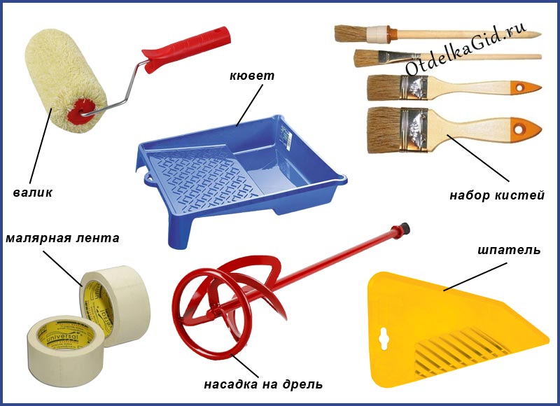 Инструмент, необходимый для покраски стен Инструмент, необходимый для покраски стен