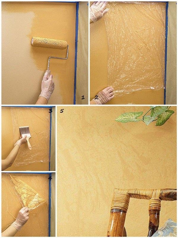 Декоративное окрашивание с помощью подручных средств Декоративное окрашивание с помощью полиэтиленовой пленки