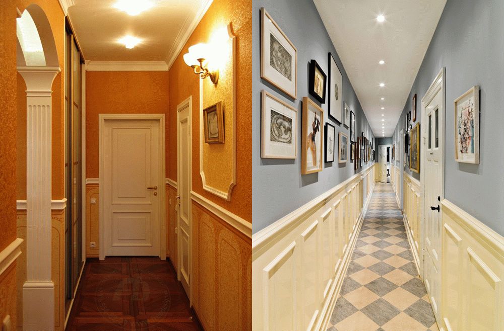 Комбинация обоев методом горизонтального деления стен Комбинация обоев методом горизонтального деления стен как нельзя лучше подойдет для узких коридоров