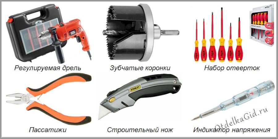 Набор инструмента для обустройства розетки
