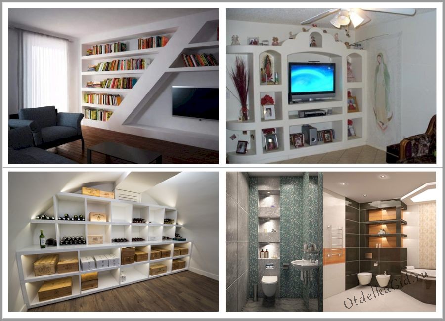 Практическое и декоративное применение полок из ГКЛ