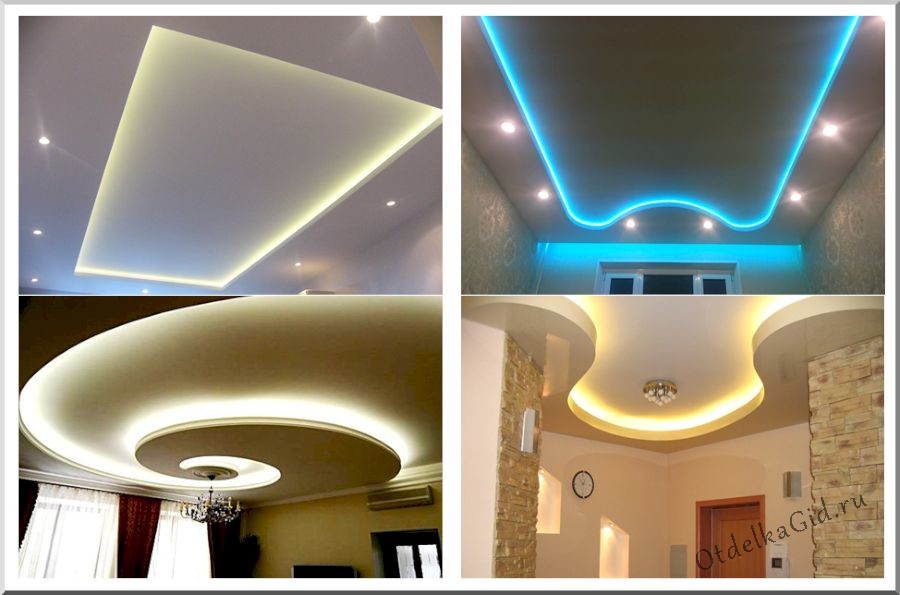 Виды двухуровневых потолков с подсветкой