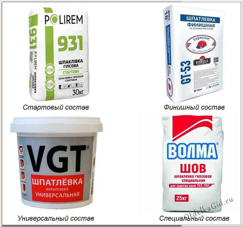 Основные виды шпаклевок для ГКЛ