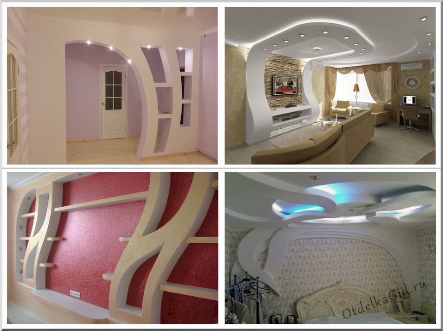 Варианты изогнутых гипсокартонных каркасов