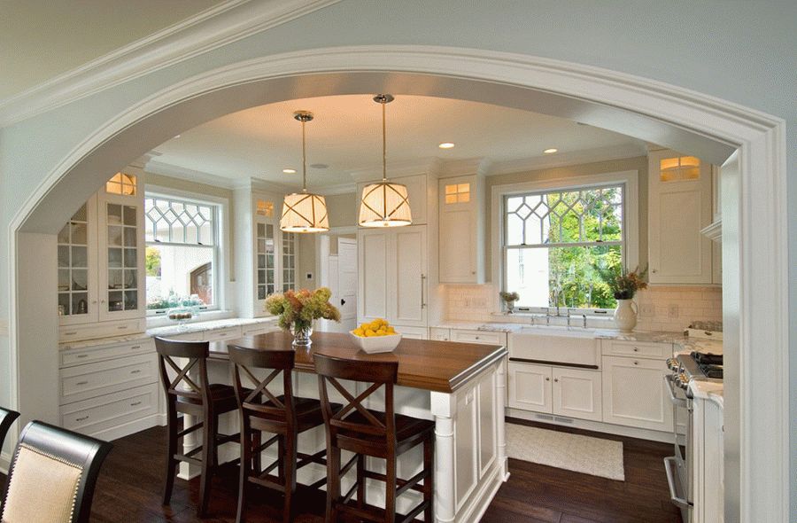 Арка вместо двери Прежде чем устанавливать арку вместо двери на кухню, необходимо позаботится о мощной вытяжке