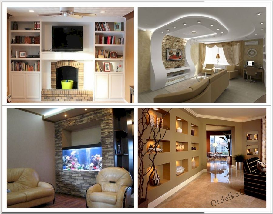 Ниши из ГКЛ в залах и гостиных