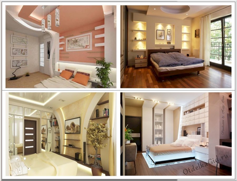 Обустройство гипсокартонных ниш в спальной комнате