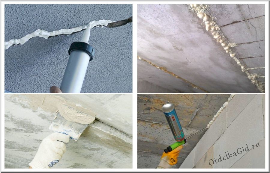 Варианты ремонта щелей в потолке