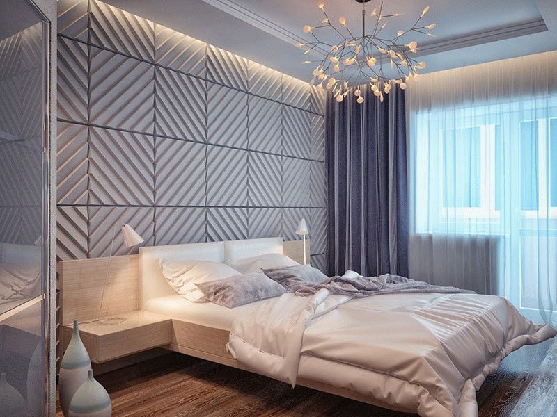 3D панели для отделки спальни В настоящее время дизайнеры активно применяют 3D панели для отделки спальни