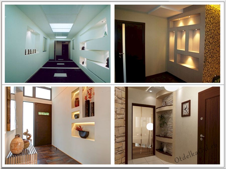 Нестандартные конструкции из ГКЛ для прихожей
