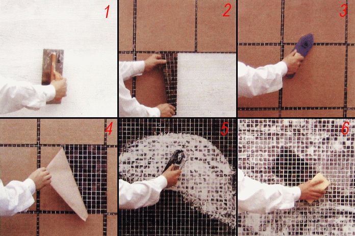 Поклейка мозаики на бумажном основании Поклейка мозаики на бумажном основании