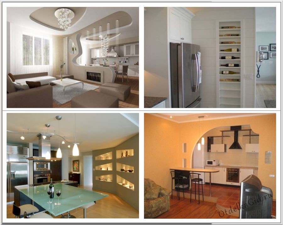 Варианты декора кухни при помощи гипсокартонных ниш