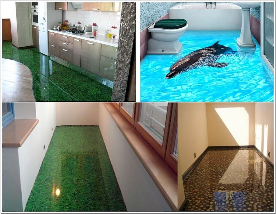 Наливной пол на кухне, в санузле и на лоджии