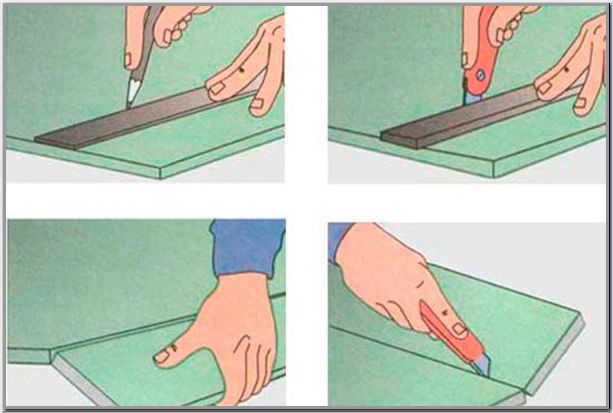 Порезка ГКЛ ножом