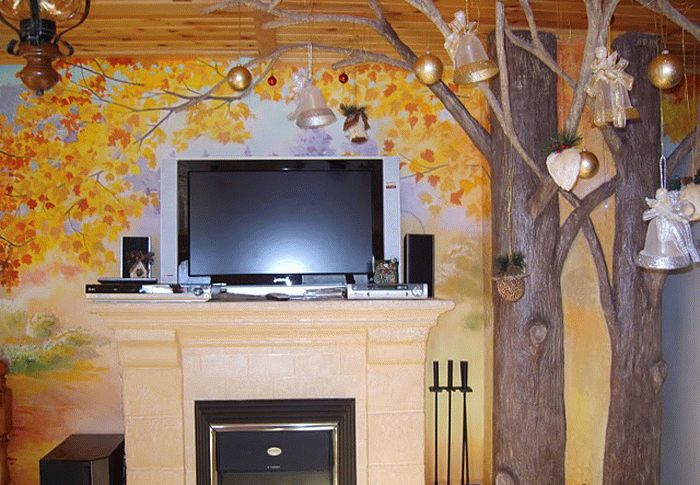 Дерево в интерьере Эффект натуральности придадут сухие ветки природного дерева, которыми можно дополнить рисунок