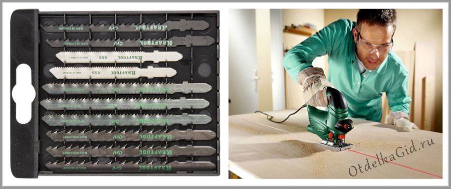 Электролобзик с набором ножей под разные материалы
