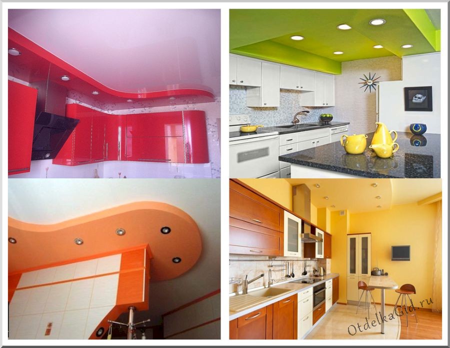 Цветовая палитра потолков из ГКЛ на кухне