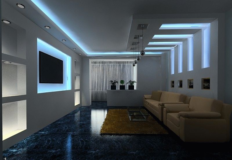 Комбинированный потолок Комбинированный потолок, переходящий в стены