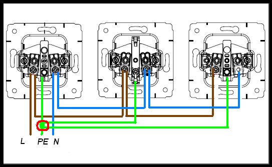 Схема подключения двух и более розеток