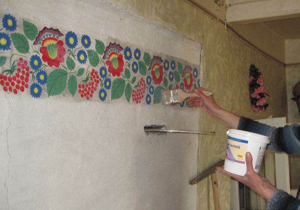 Роспись печки Нанести роспись на поверхность печки можно при помощи трафарета