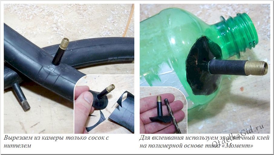 Вклеиваем сосок с ниппелем