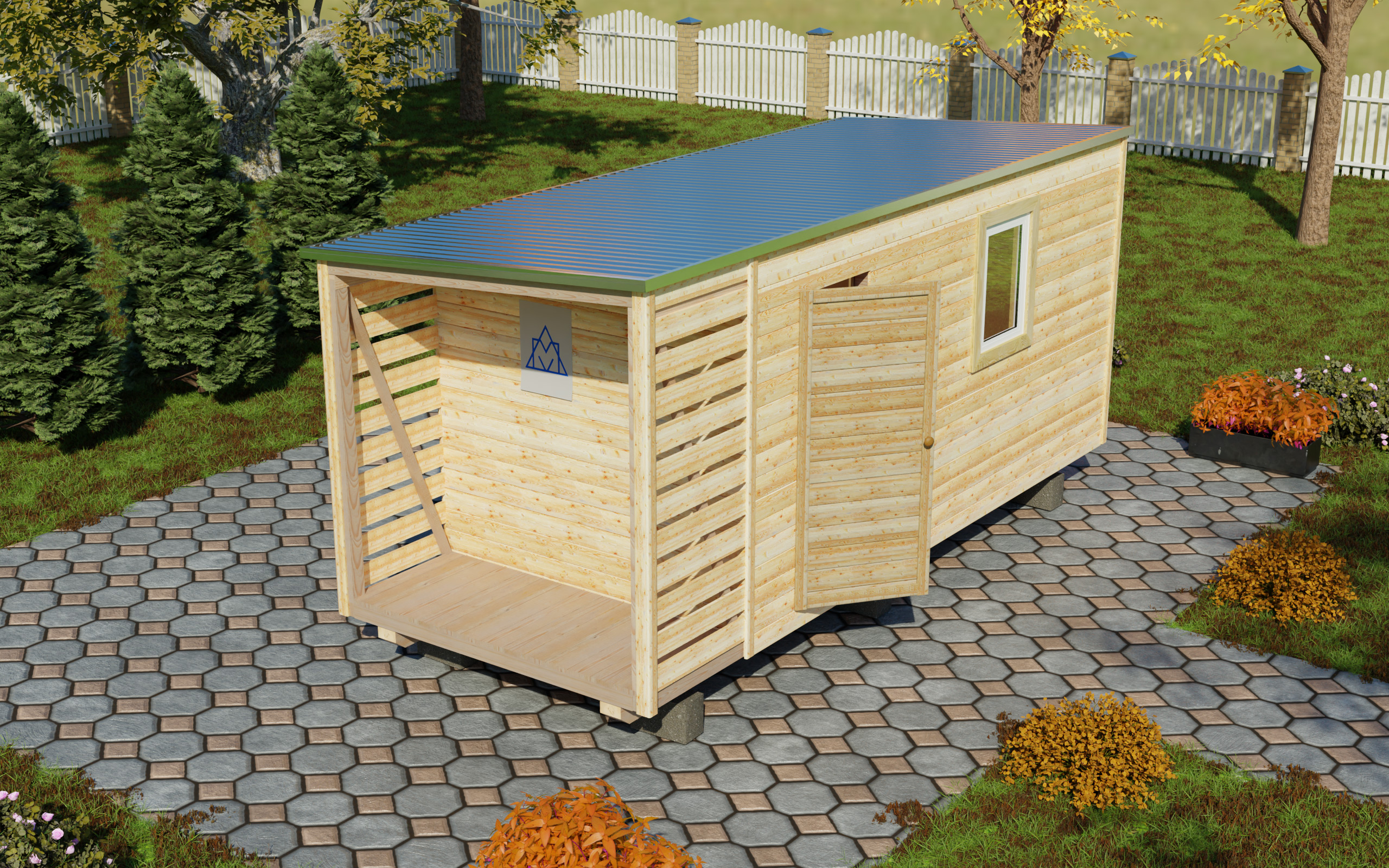 Бытовка деревянная с дровником БД-32