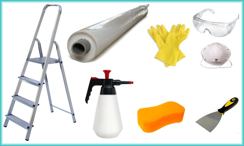 Материалы для удаления побелки Необходимые инструменты и материалы для смывки побелки