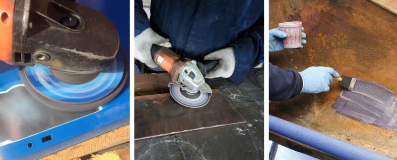 Подготовка металла к окрашиванию Основные этапы подготовки поверхности к окрашиванию: снятие старой краски и удаление ржавчины болгаркой, нанесение грунтовки