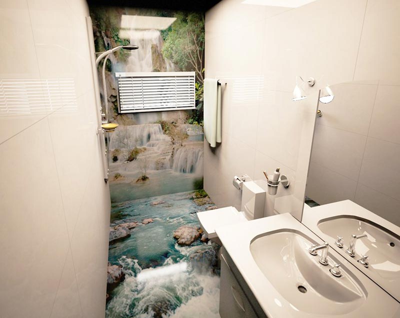 Наливной пол в ванной Технология наливного 3D пола позволяет воплощать смелые и оригинальные идеи