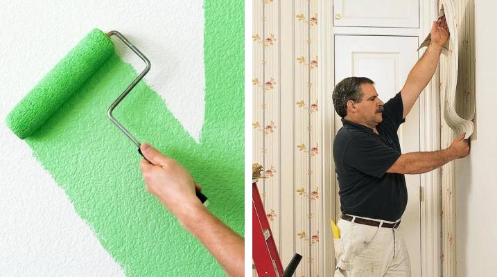 Краска и обои Нанесение краски и наклеивание обоев на стены