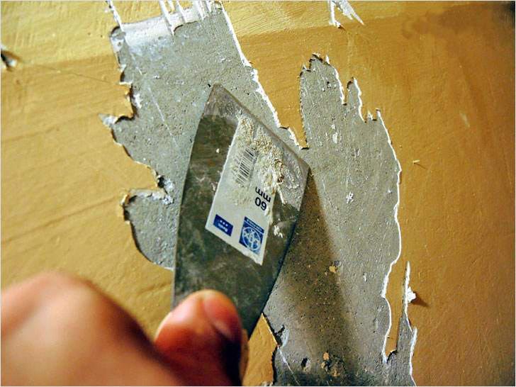 Удаление краски шпателем На начальном этапе краска снимается при помощи шпателя