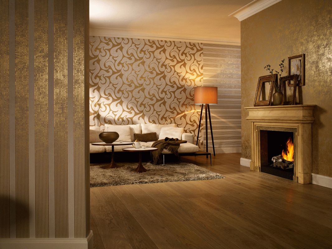 Сочетание двух видов обоев Сочетание двух видов обоев