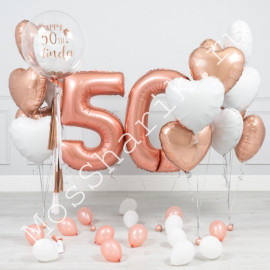 Шары на 50 лет женщине: цифры, сердца и шар баблс